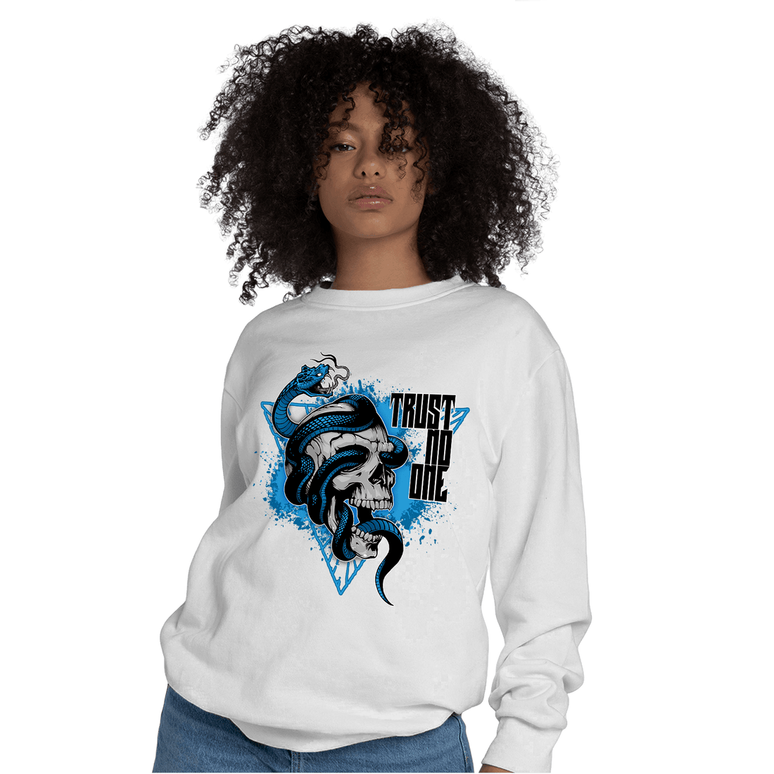 Powder Blue 9s Sweatshirt Match Dont Trust Any - NastyJamz