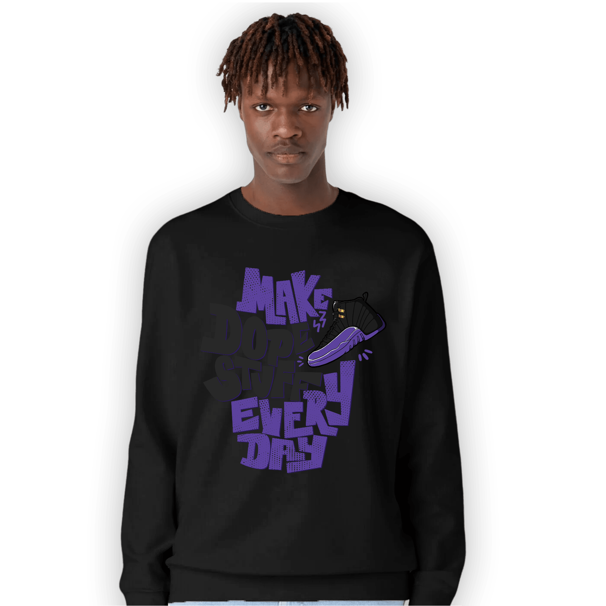 Field Purple 12s Sweatshirt Match Dope Sneaker - NastyJamz