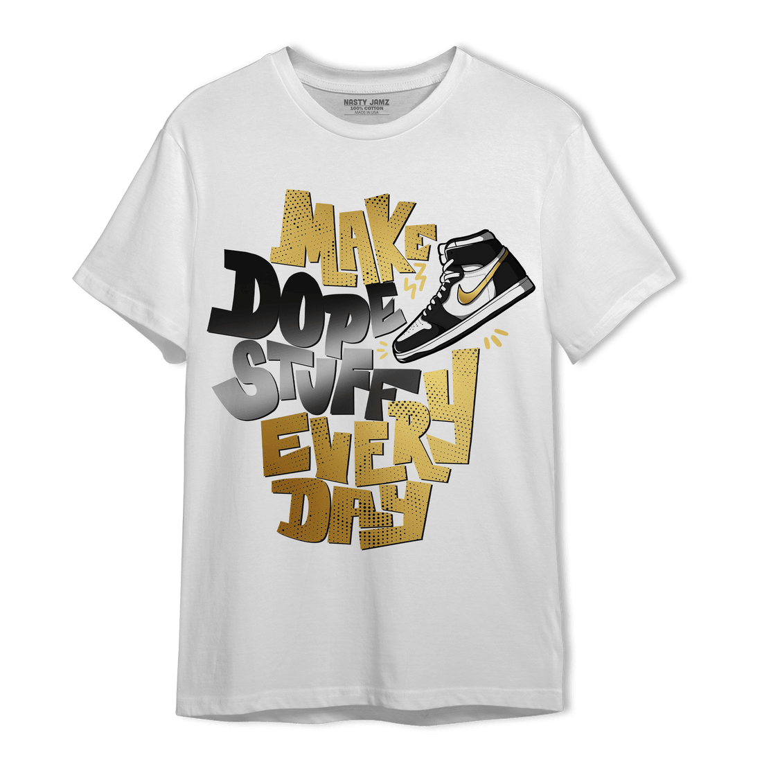 Mid SE Black Gold 1s T Shirt Match Dope Sneaker - NastyJamz