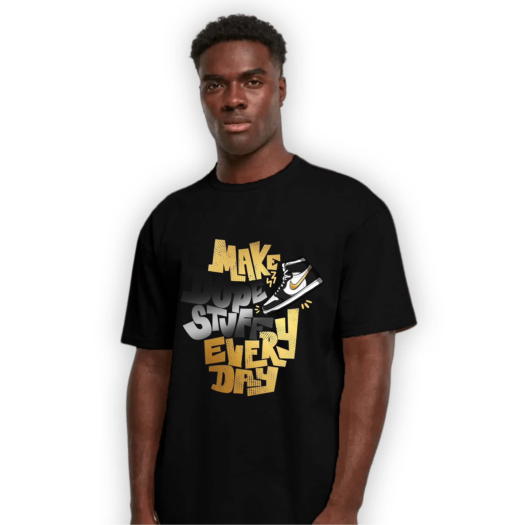 Mid SE Black Gold 1s T Shirt Match Dope Sneaker - NastyJamz