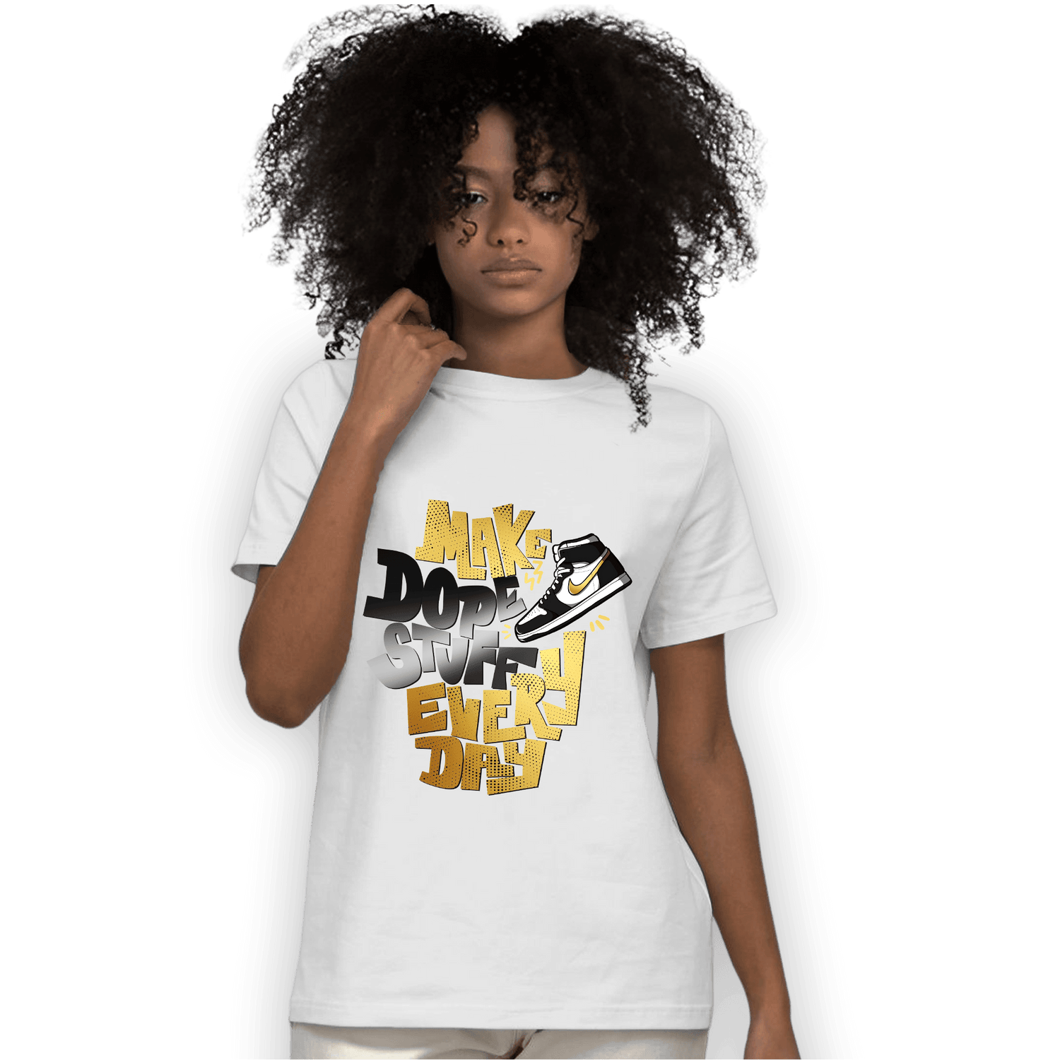 Mid SE Black Gold 1s T Shirt Match Dope Sneaker - NastyJamz