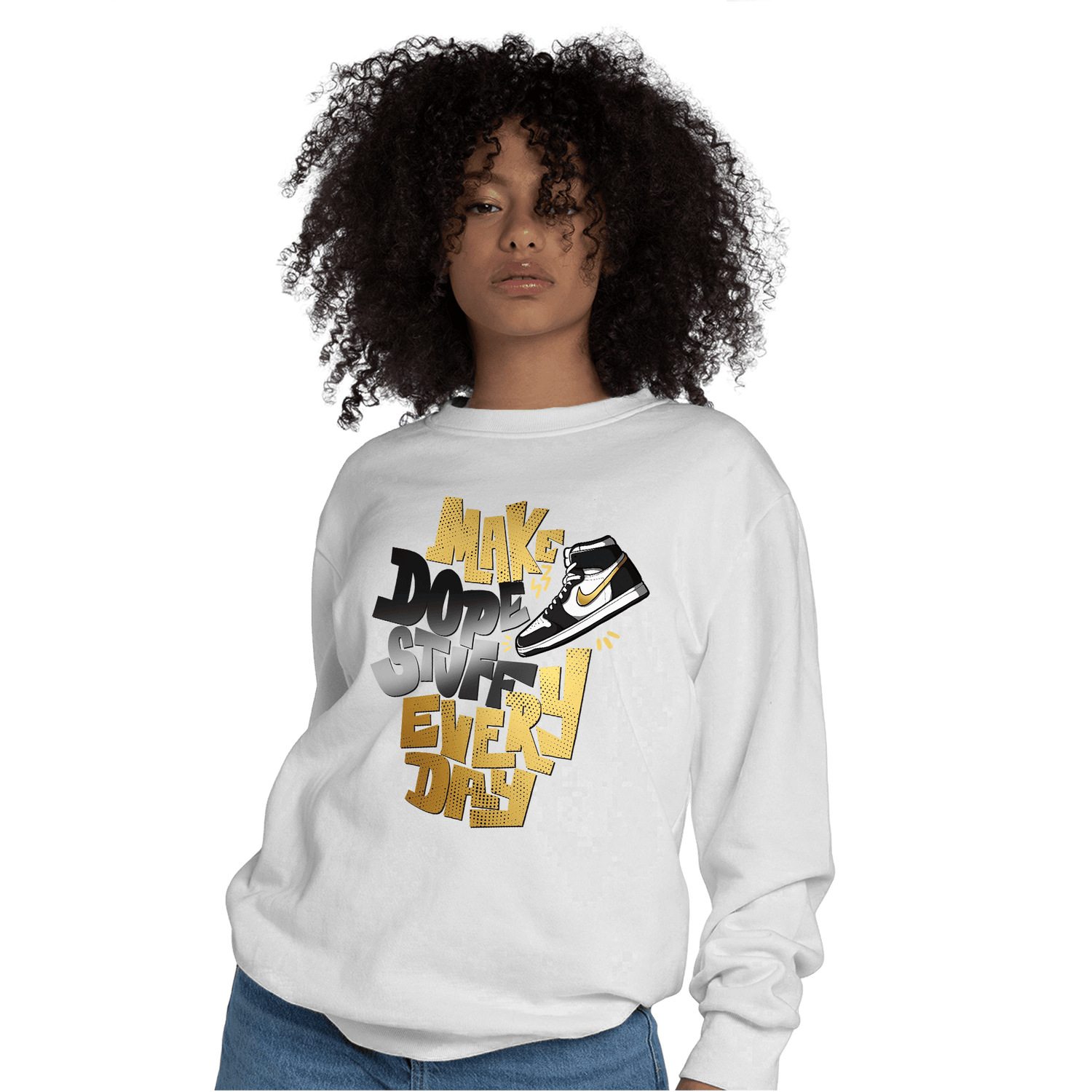 Mid SE Black Gold 1s Sweatshirt Match Dope Sneaker - NastyJamz
