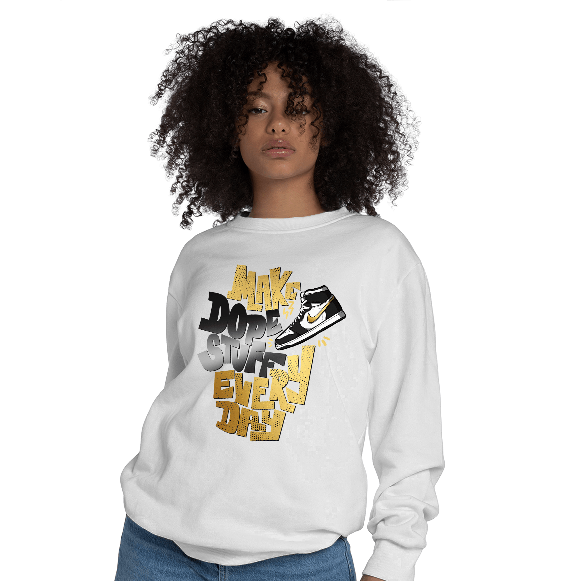 Mid SE Black Gold 1s Sweatshirt Match Dope Sneaker - NastyJamz