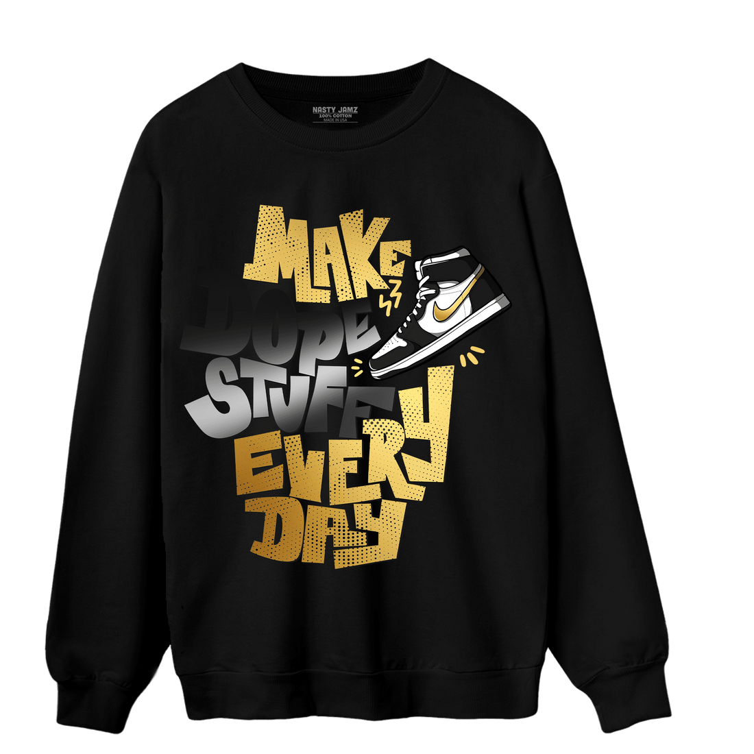 Mid SE Black Gold 1s Sweatshirt Match Dope Sneaker - NastyJamz