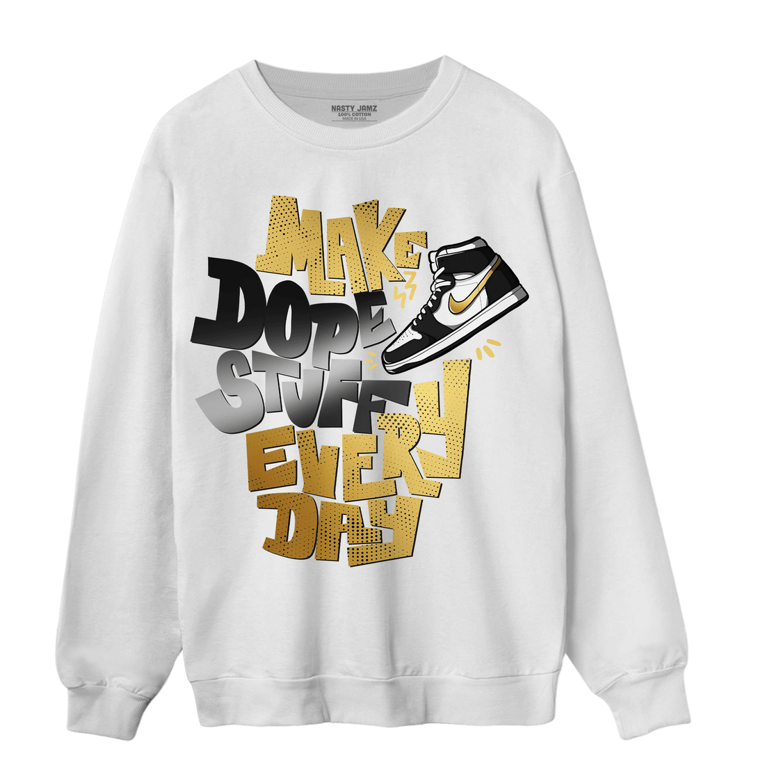Mid SE Black Gold 1s Sweatshirt Match Dope Sneaker - NastyJamz