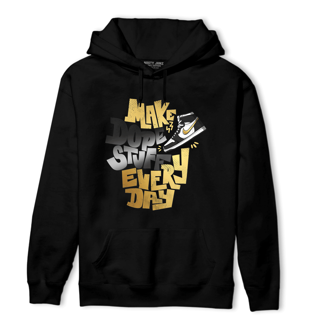 Mid SE Black Gold 1s Hoodie Match Dope Sneaker - NastyJamz