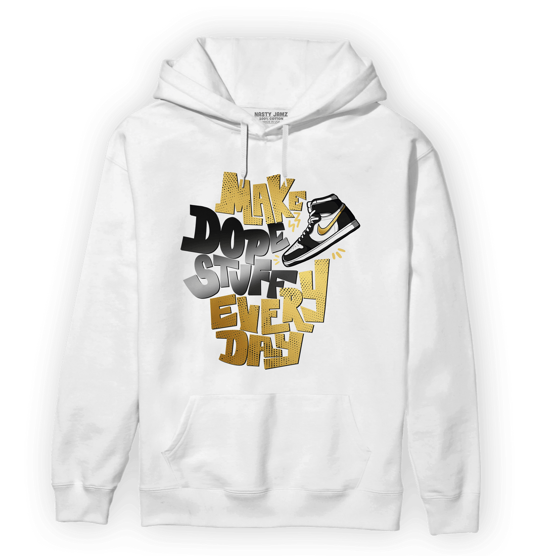 Mid SE Black Gold 1s Hoodie Match Dope Sneaker - NastyJamz