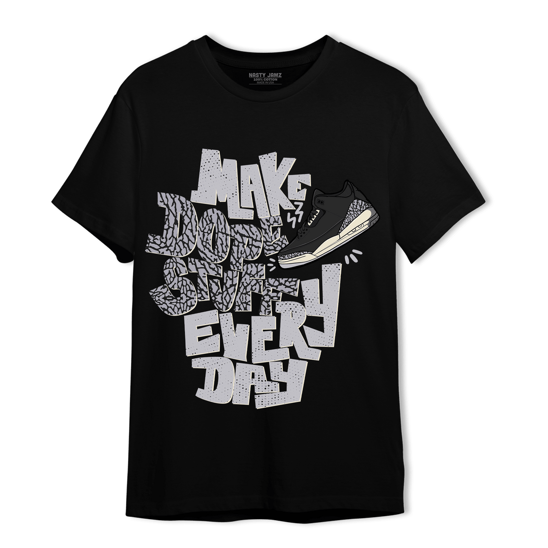 Off Noir 3s T Shirt Match Dope Sneaker - NastyJamz