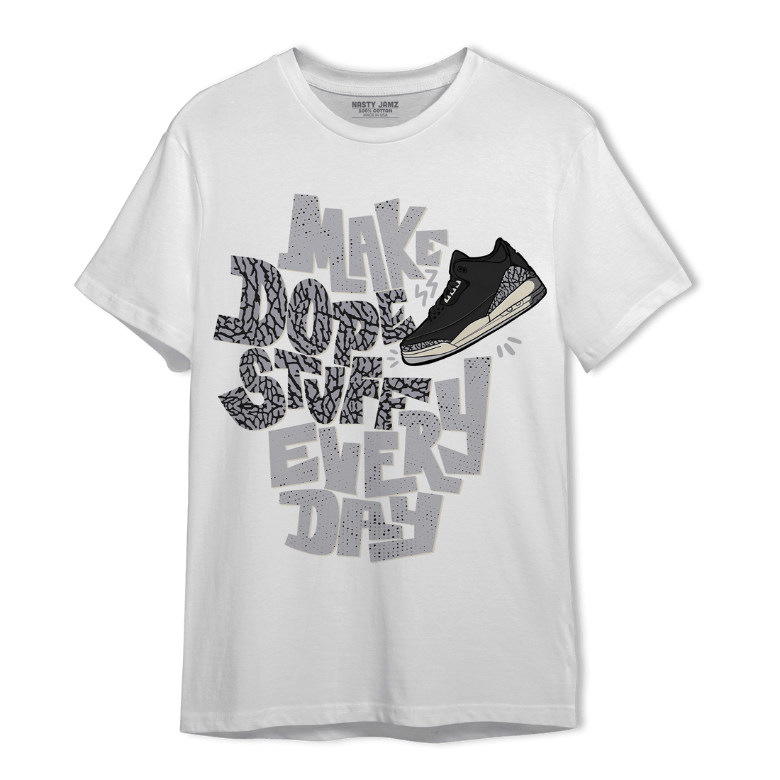 Off Noir 3s T Shirt Match Dope Sneaker - NastyJamz