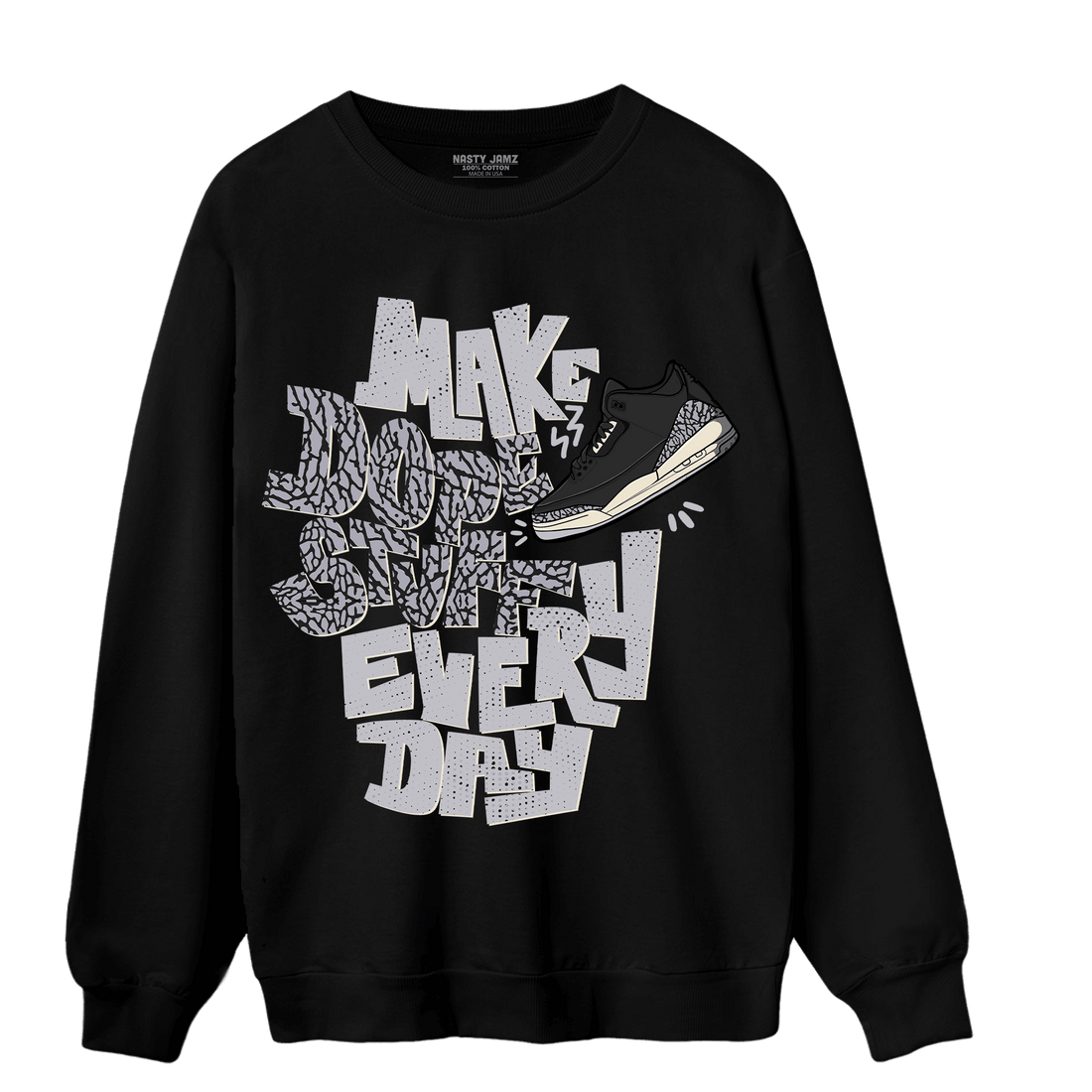 Off Noir 3s Sweatshirt Match Dope Sneaker - NastyJamz