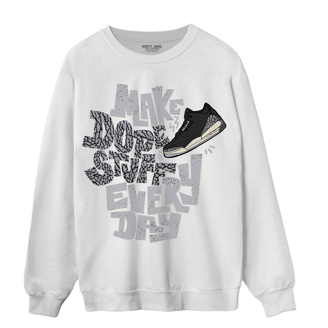 Off Noir 3s Sweatshirt Match Dope Sneaker - NastyJamz