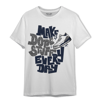 White Navy 3s T Shirt Match Dope Sneaker - NastyJamz