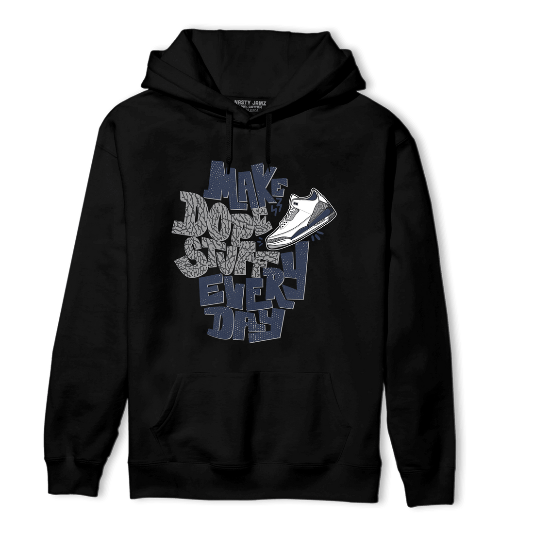 White Navy 3s Hoodie Match Dope Sneaker - NastyJamz