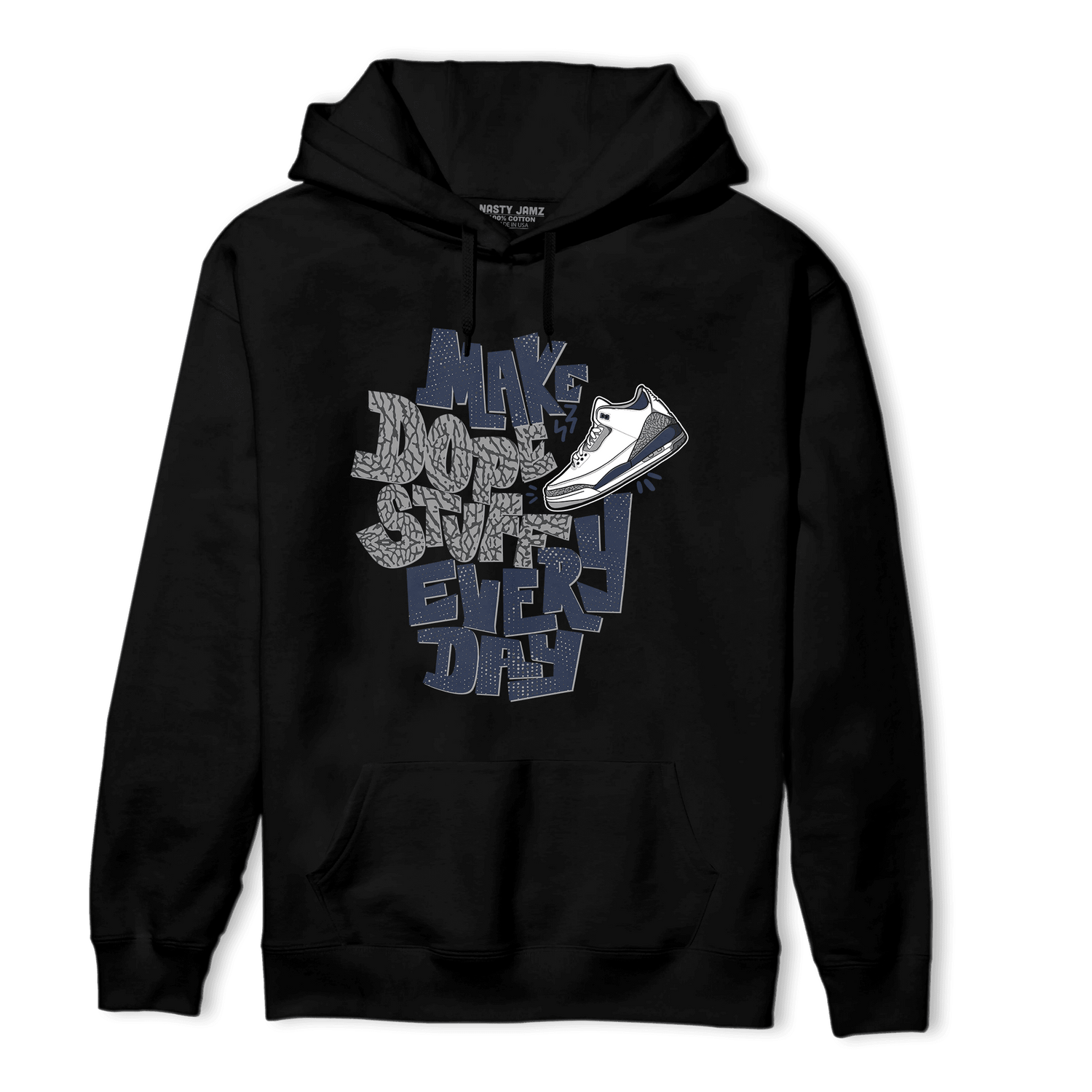 White Navy 3s Hoodie Match Dope Sneaker - NastyJamz
