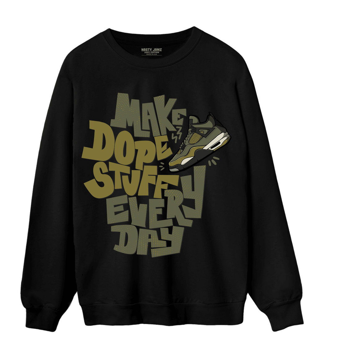 SE Craft Medium Olive 4s Sweatshirt Match Dope Sneaker - NastyJamz