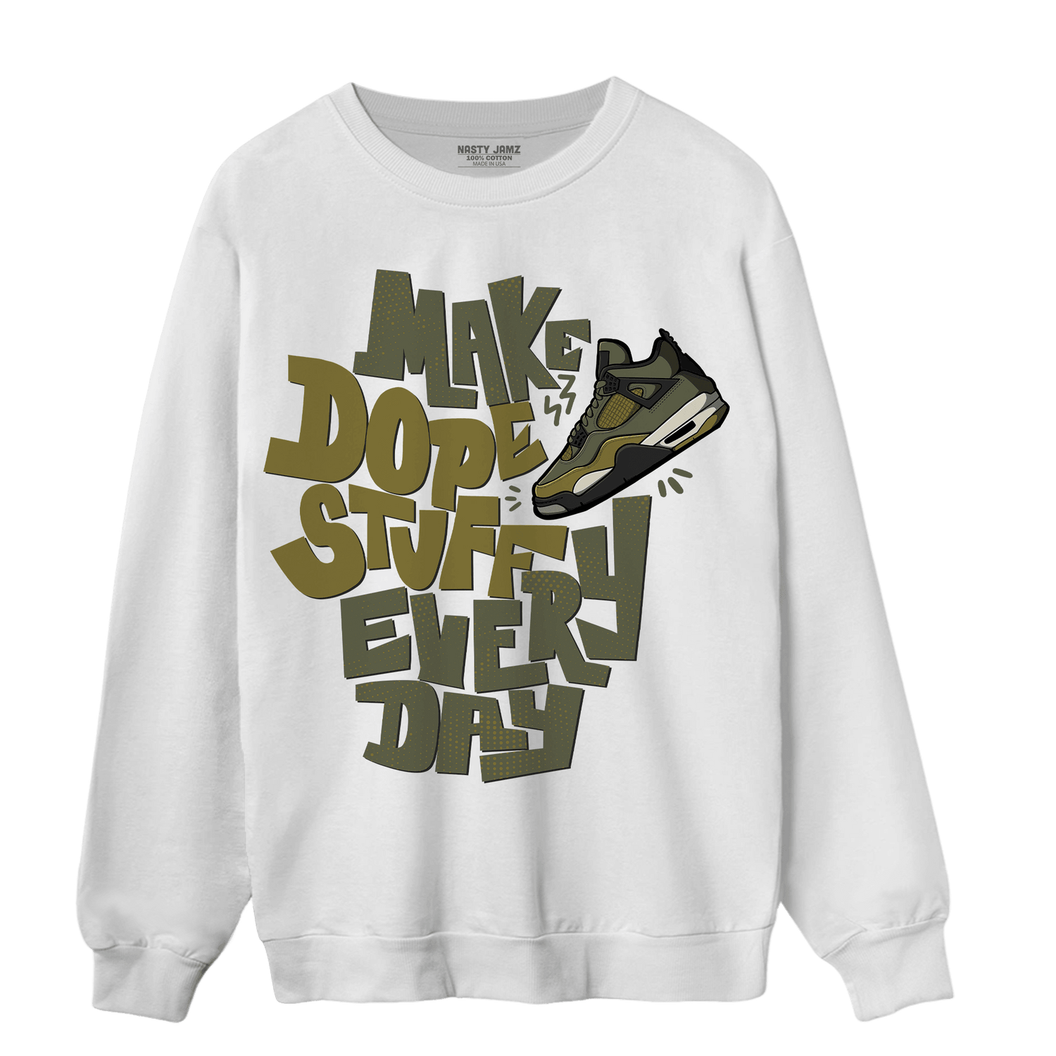 SE Craft Medium Olive 4s Sweatshirt Match Dope Sneaker - NastyJamz