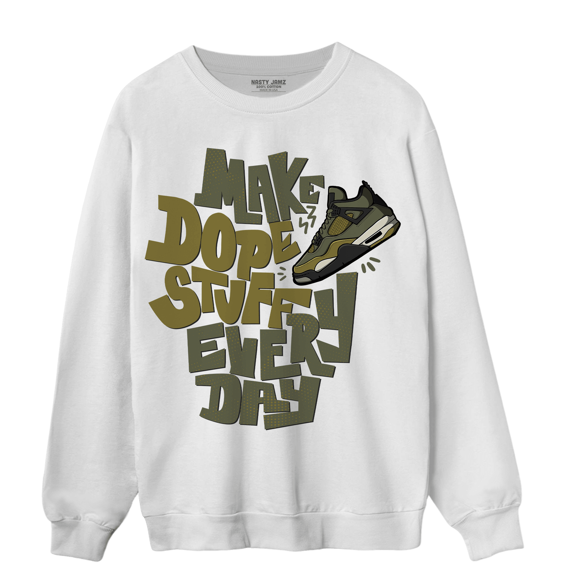 SE Craft Medium Olive 4s Sweatshirt Match Dope Sneaker - NastyJamz
