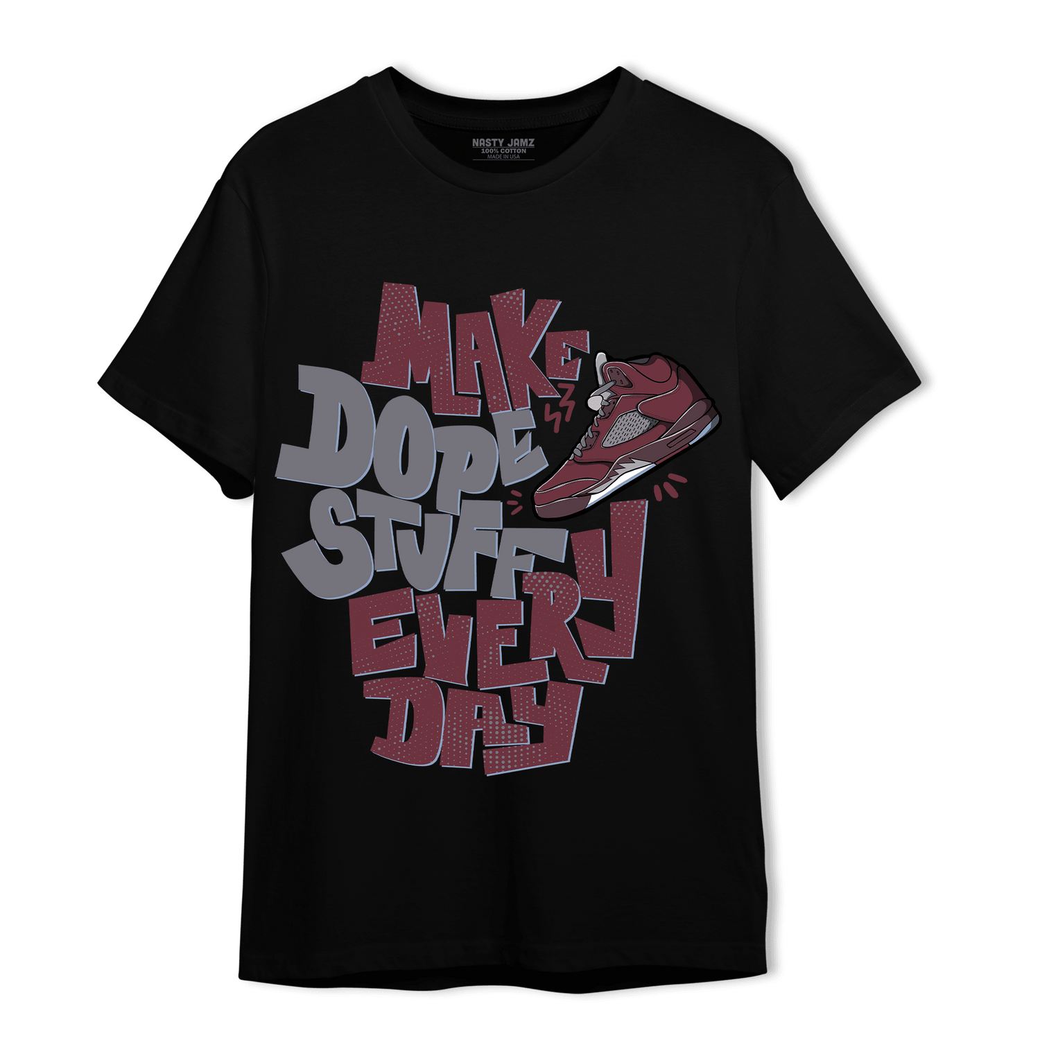 Burgundy 5s T Shirt Match Dope Sneaker - NastyJamz