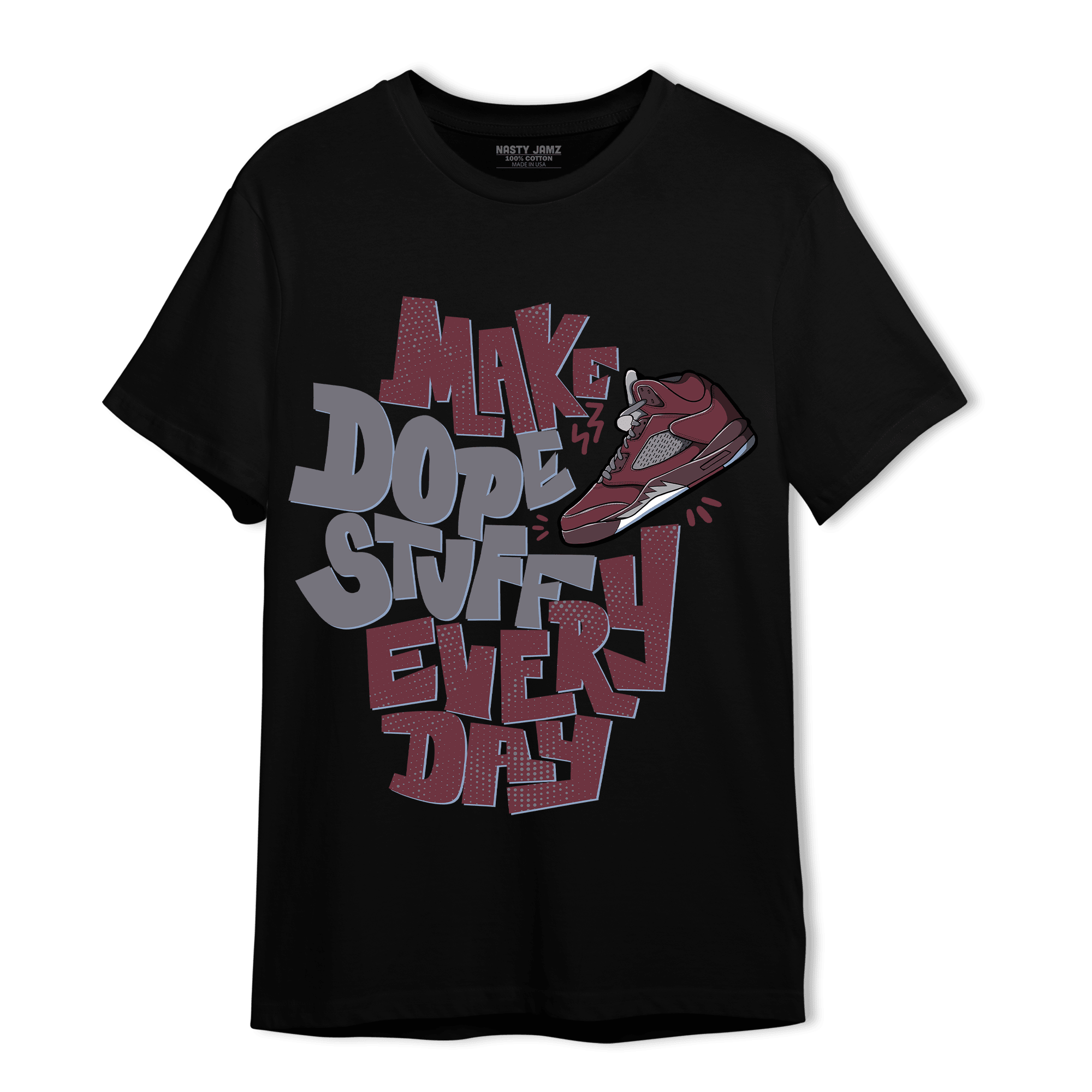 Burgundy 5s T Shirt Match Dope Sneaker - NastyJamz