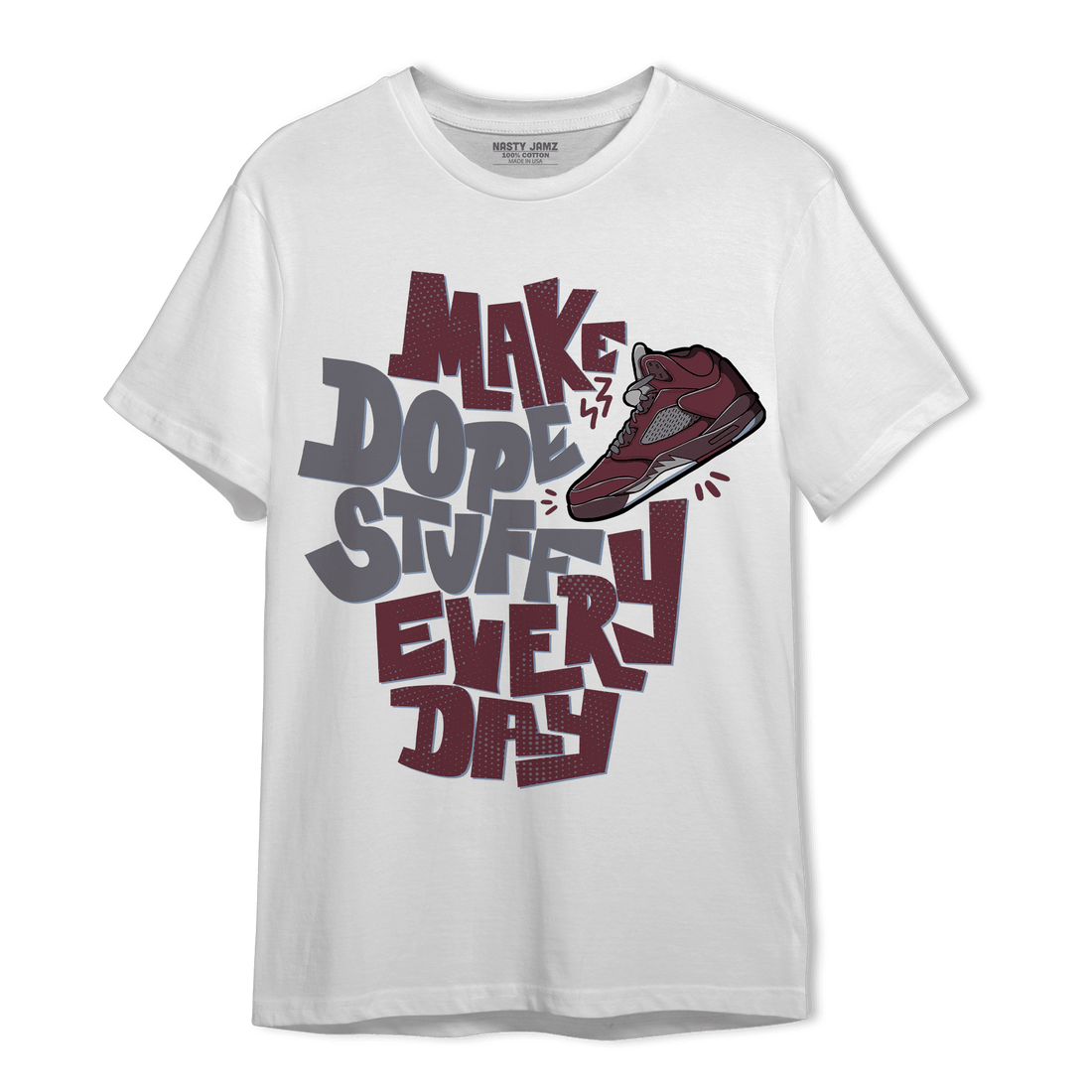 Burgundy 5s T Shirt Match Dope Sneaker - NastyJamz
