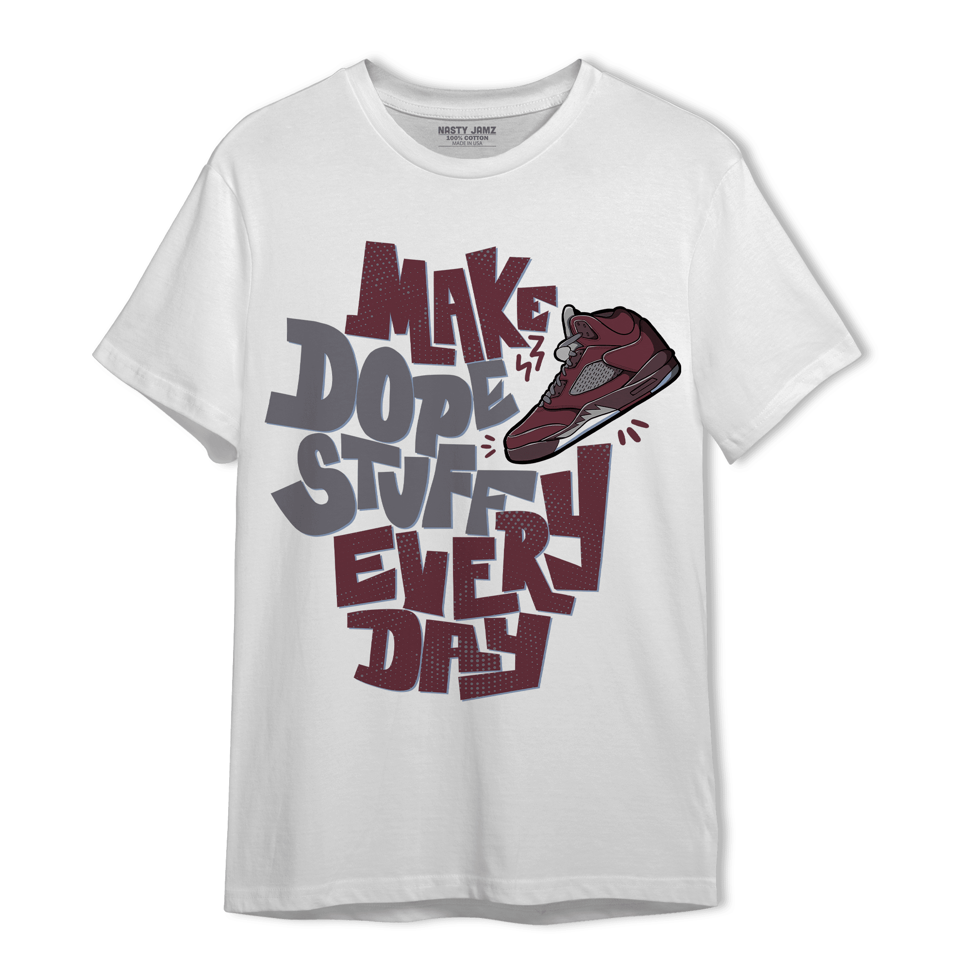 Burgundy 5s T Shirt Match Dope Sneaker - NastyJamz