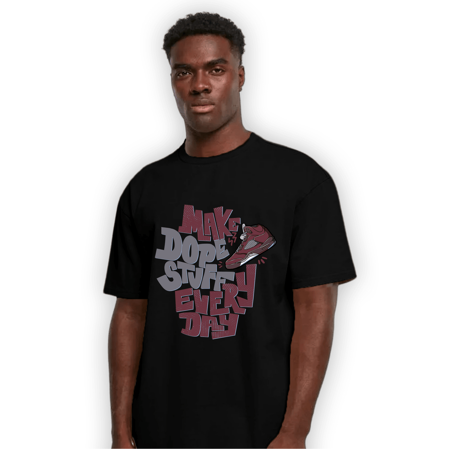 Burgundy 5s T Shirt Match Dope Sneaker - NastyJamz