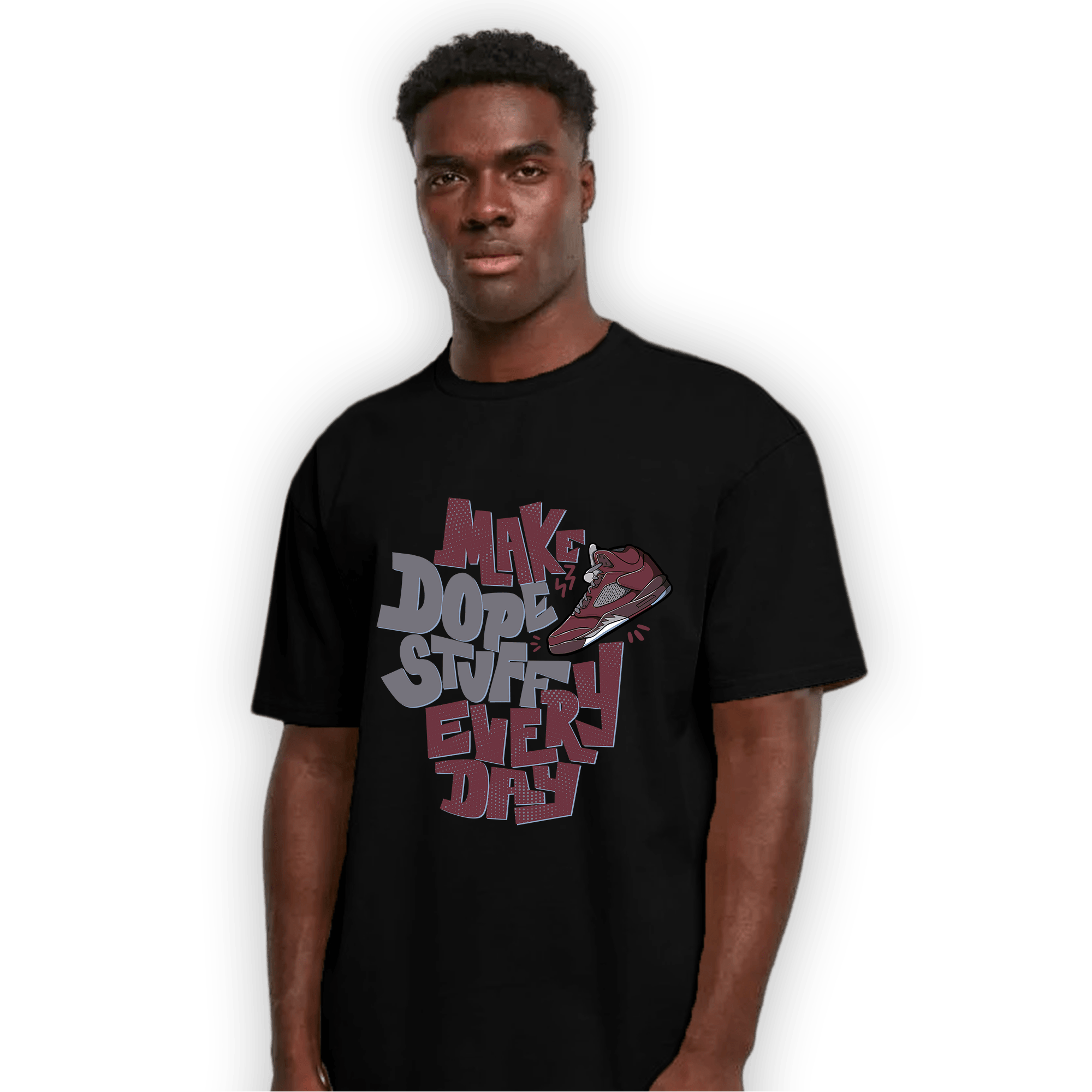 Burgundy 5s T Shirt Match Dope Sneaker - NastyJamz