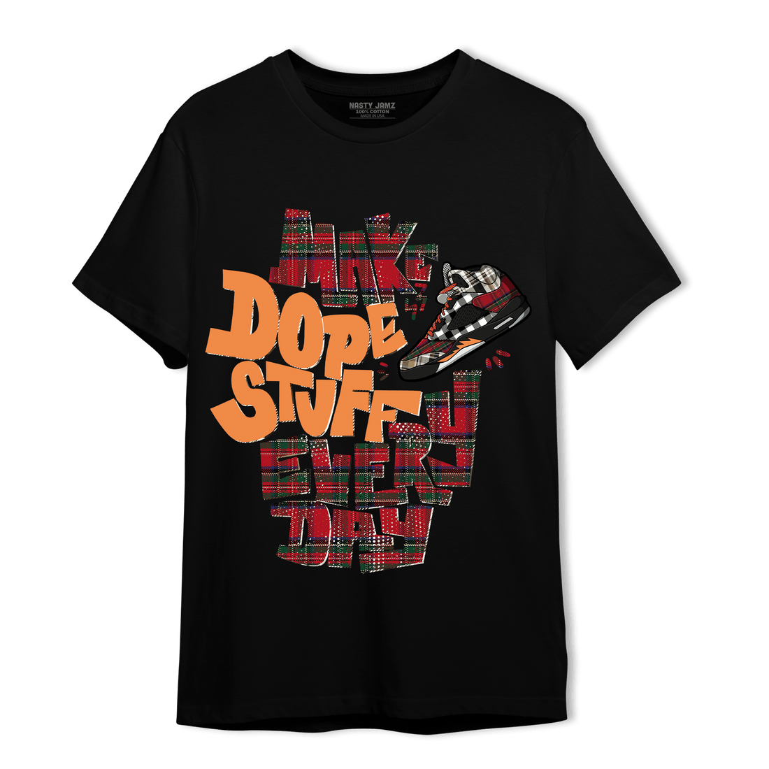 Plaid 5s T Shirt Match Dope Sneaker - NastyJamz