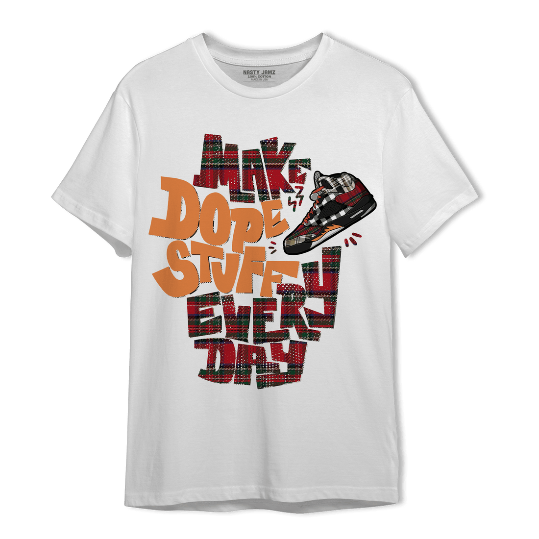 Plaid 5s T Shirt Match Dope Sneaker - NastyJamz