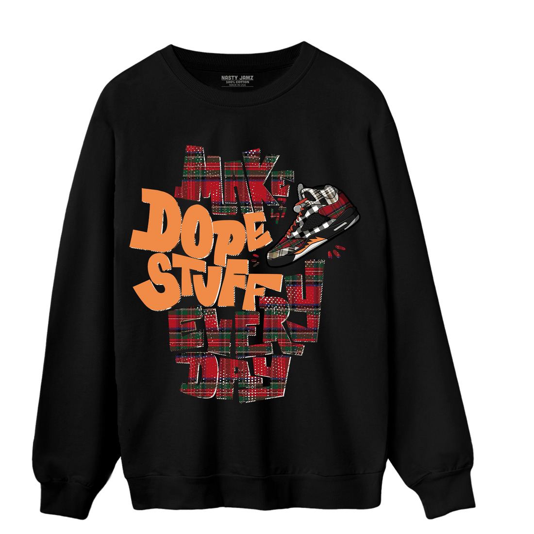 Plaid 5s Sweatshirt Match Dope Sneaker - NastyJamz
