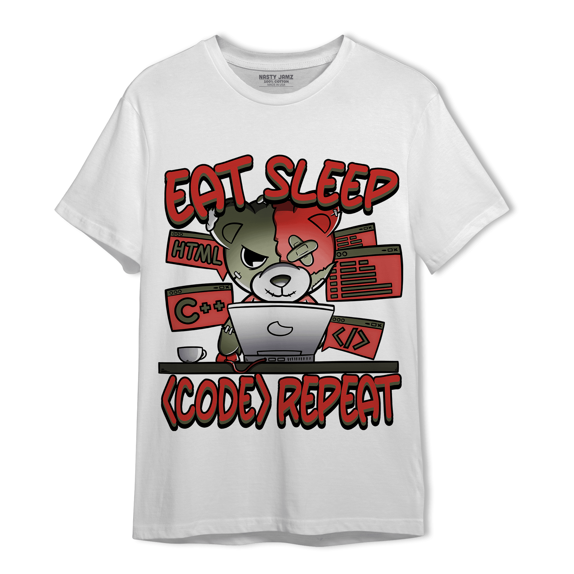 Dunk Low Mystic Red T Shirt Match Eat Sleep Code BER - NastyJamz