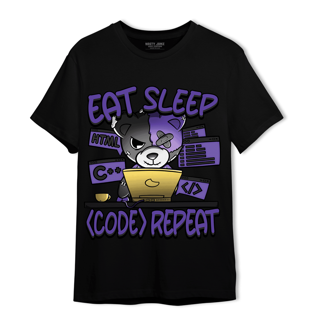 Field Purple 12s T Shirt Match Eat Sleep Code BER - NastyJamz