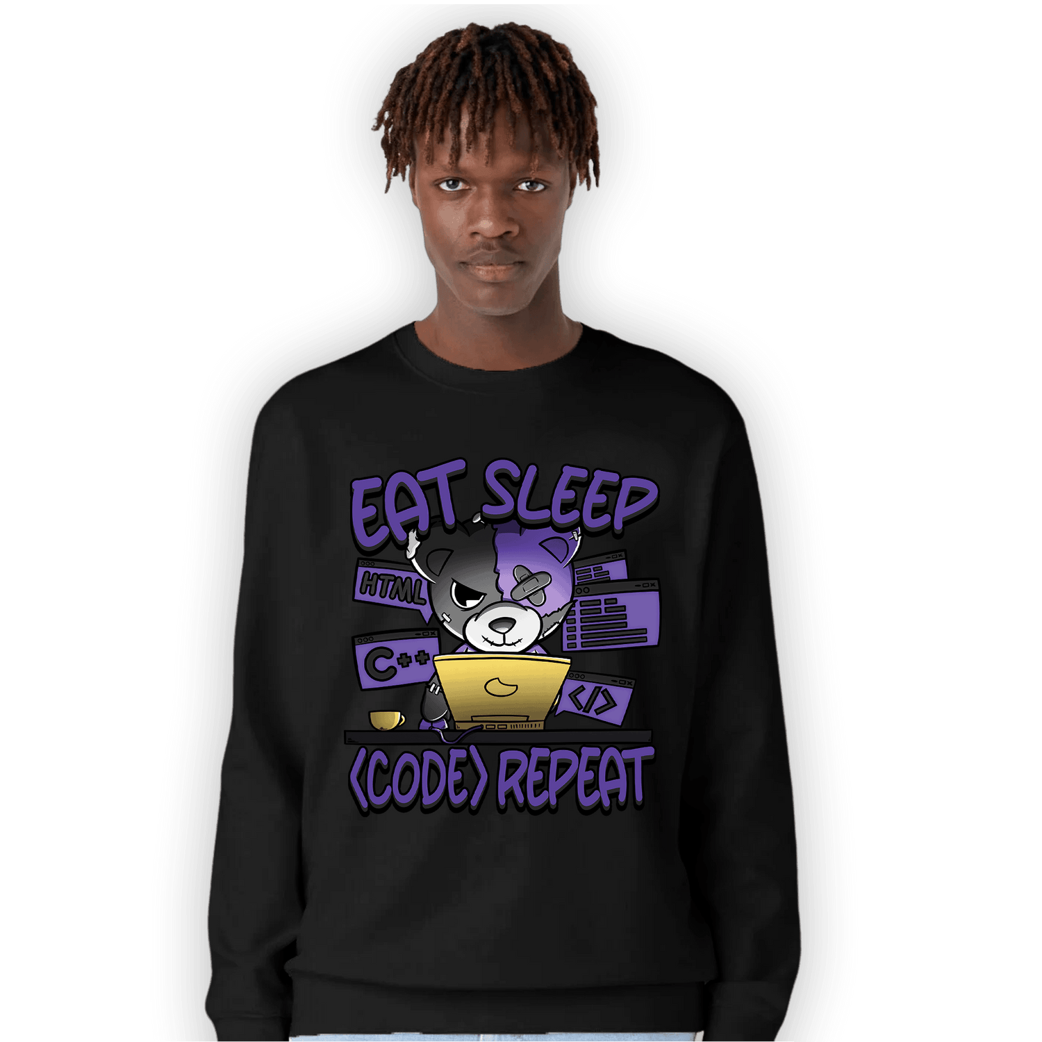 Field Purple 12s Sweatshirt Match Eat Sleep Code BER - NastyJamz
