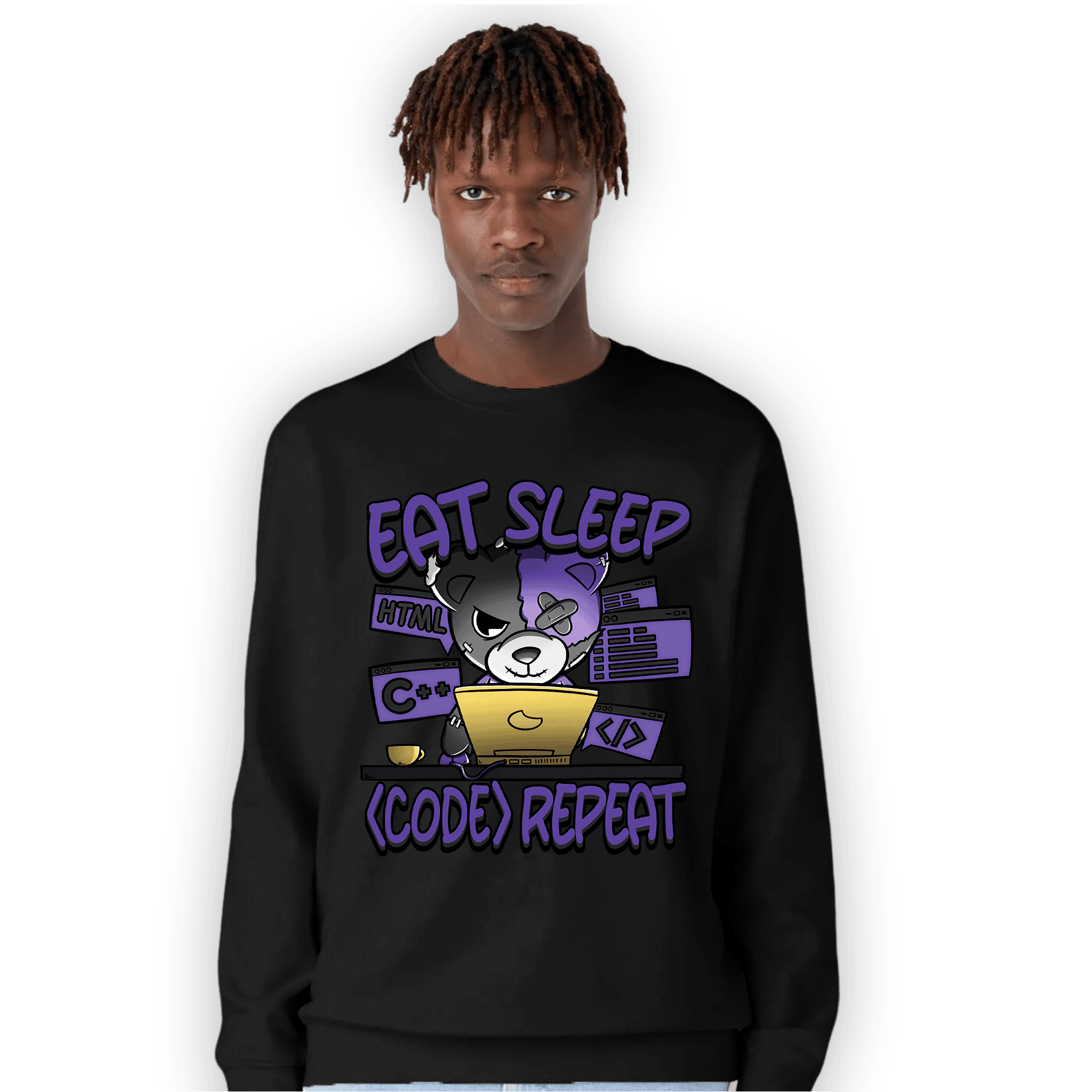 Field Purple 12s Sweatshirt Match Eat Sleep Code BER - NastyJamz