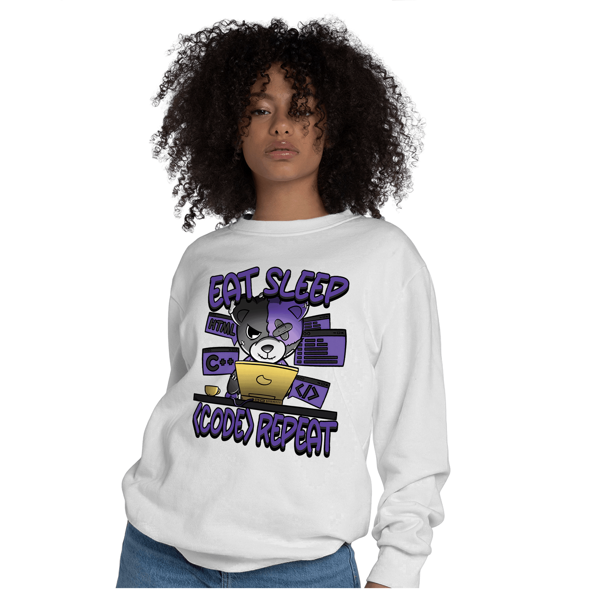 Field Purple 12s Sweatshirt Match Eat Sleep Code BER - NastyJamz