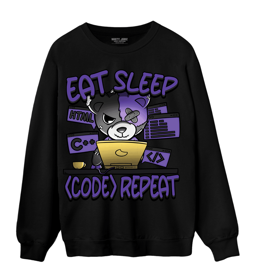 Field Purple 12s Sweatshirt Match Eat Sleep Code BER - NastyJamz