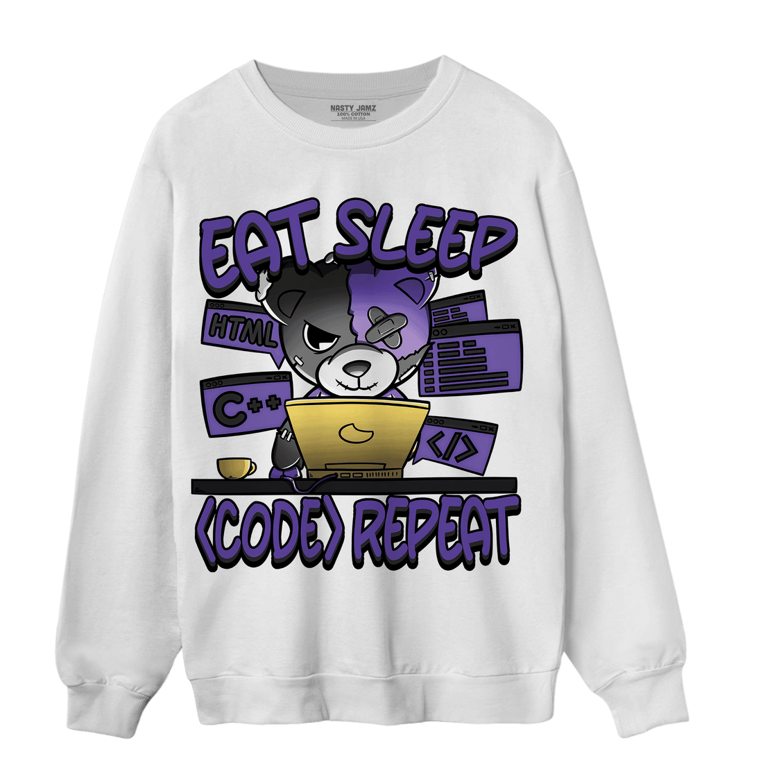 Field Purple 12s Sweatshirt Match Eat Sleep Code BER - NastyJamz