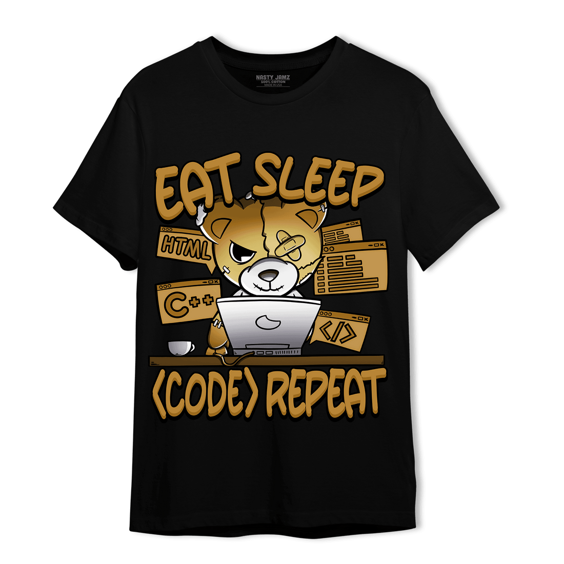 Wheat 13s T Shirt Match Eat Sleep Code BER - NastyJamz