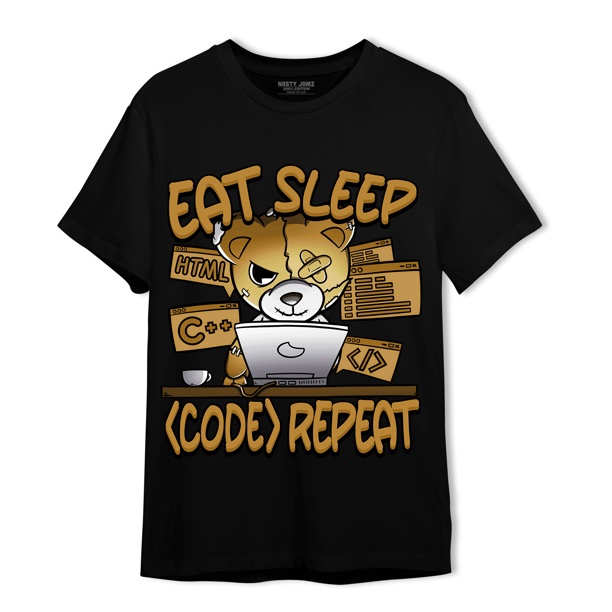 Wheat 13s T Shirt Match Eat Sleep Code BER - NastyJamz