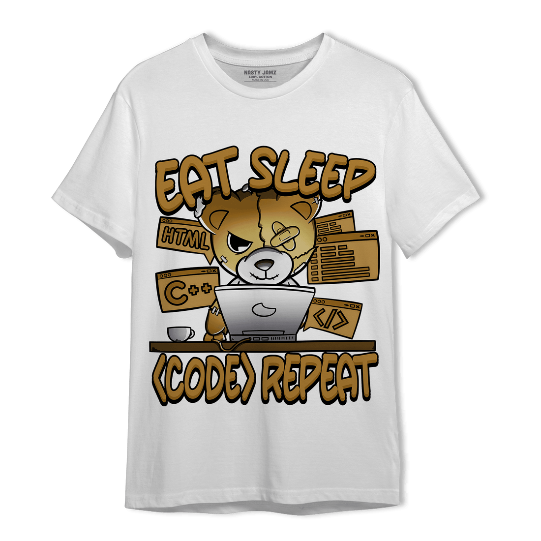 Wheat 13s T Shirt Match Eat Sleep Code BER - NastyJamz