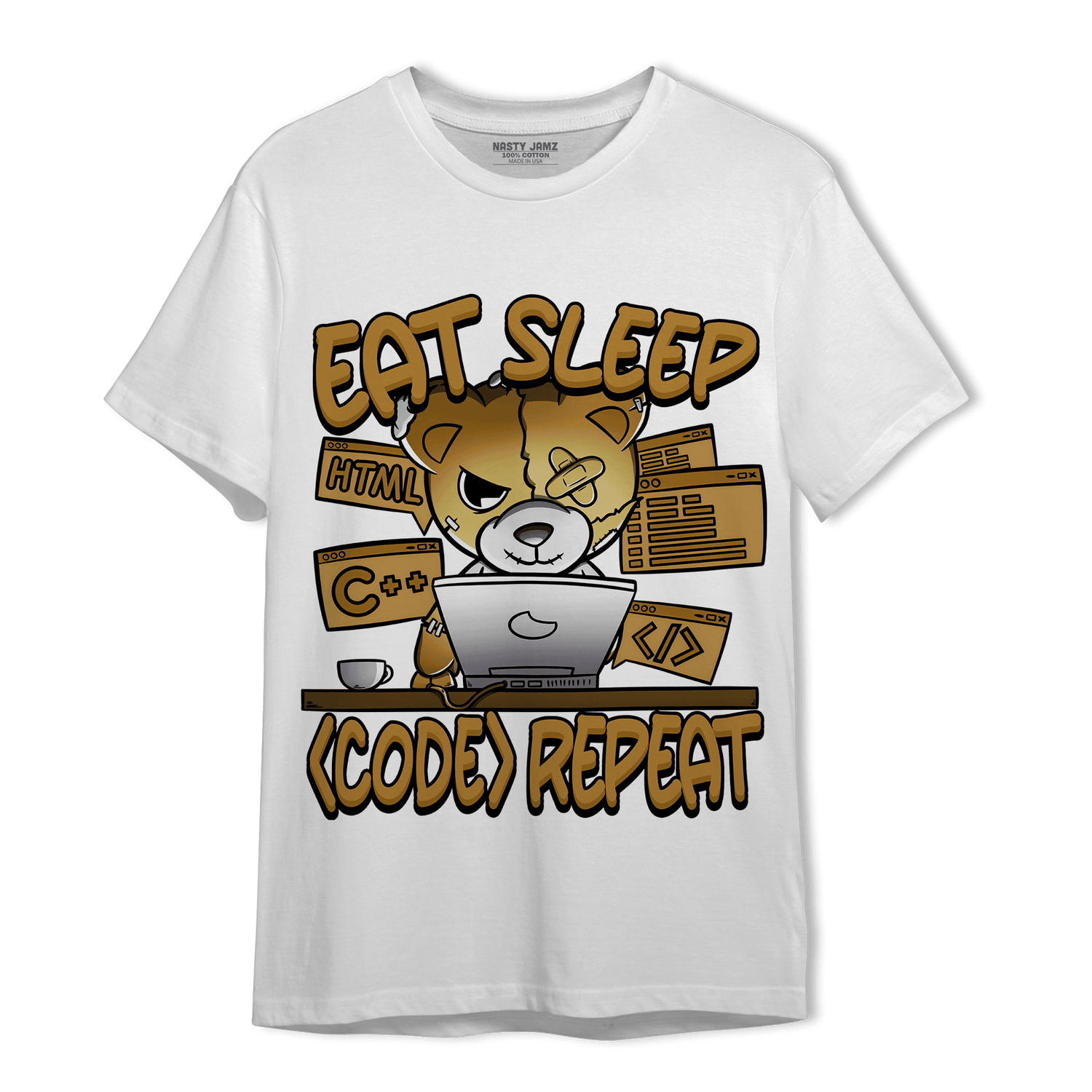 Wheat 13s T Shirt Match Eat Sleep Code BER - NastyJamz