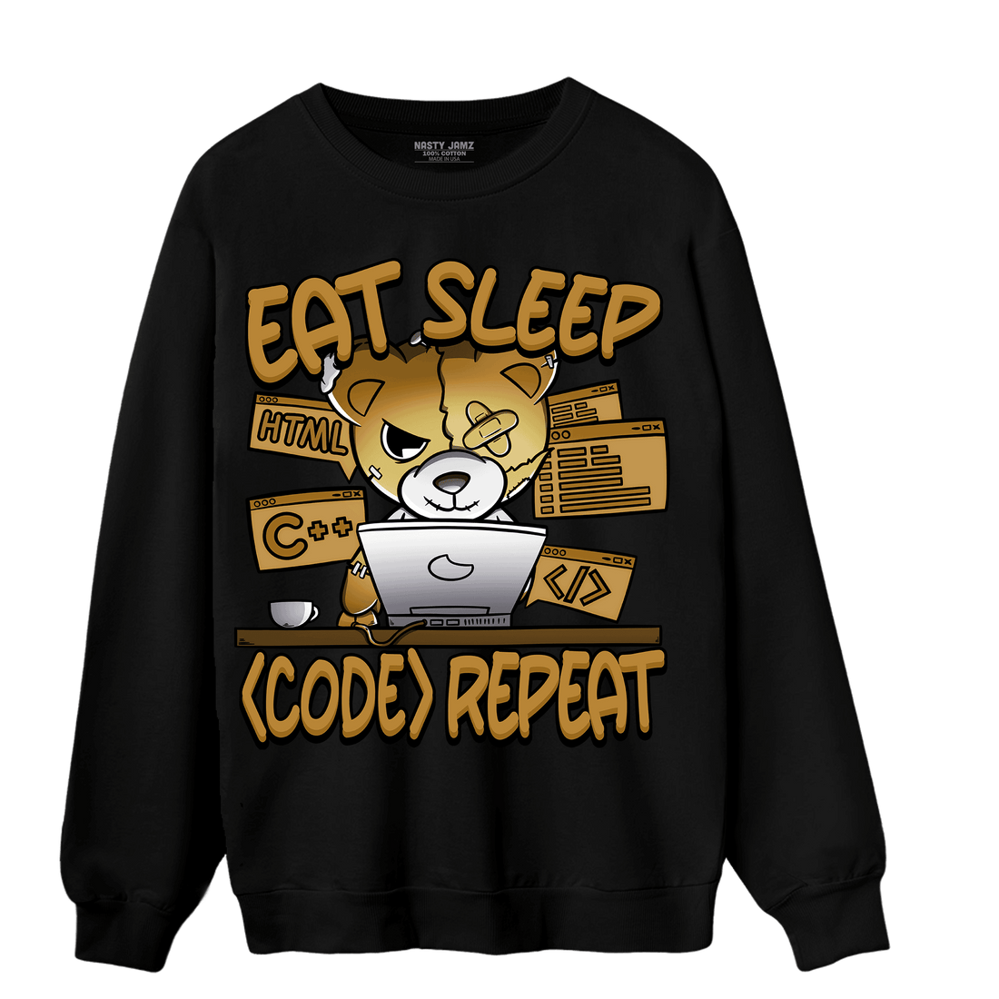 Wheat 13s Sweatshirt Match Eat Sleep Code BER - NastyJamz