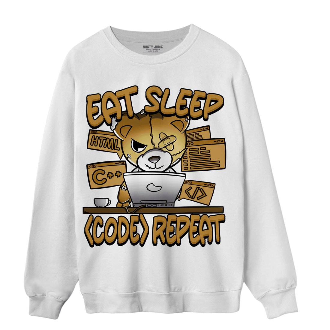 Wheat 13s Sweatshirt Match Eat Sleep Code BER - NastyJamz