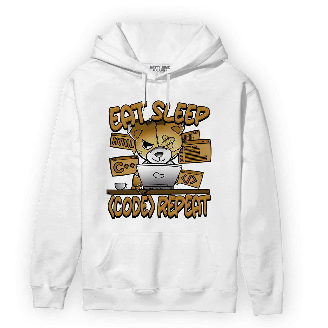 Wheat 13s Hoodie Match Eat Sleep Code BER - NastyJamz