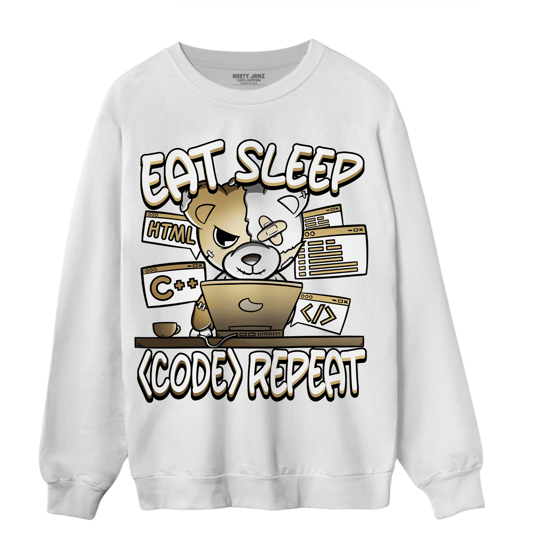 High OG Metallic Gold 1s Sweatshirt Match Eat Sleep Code BER - NastyJamz