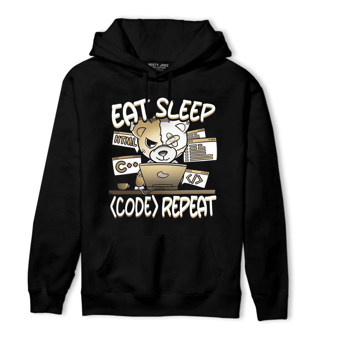 High OG Metallic Gold 1s Hoodie Match Eat Sleep Code BER - NastyJamz