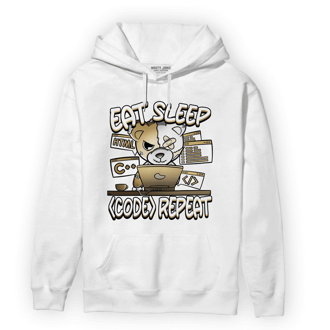 High OG Metallic Gold 1s Hoodie Match Eat Sleep Code BER - NastyJamz