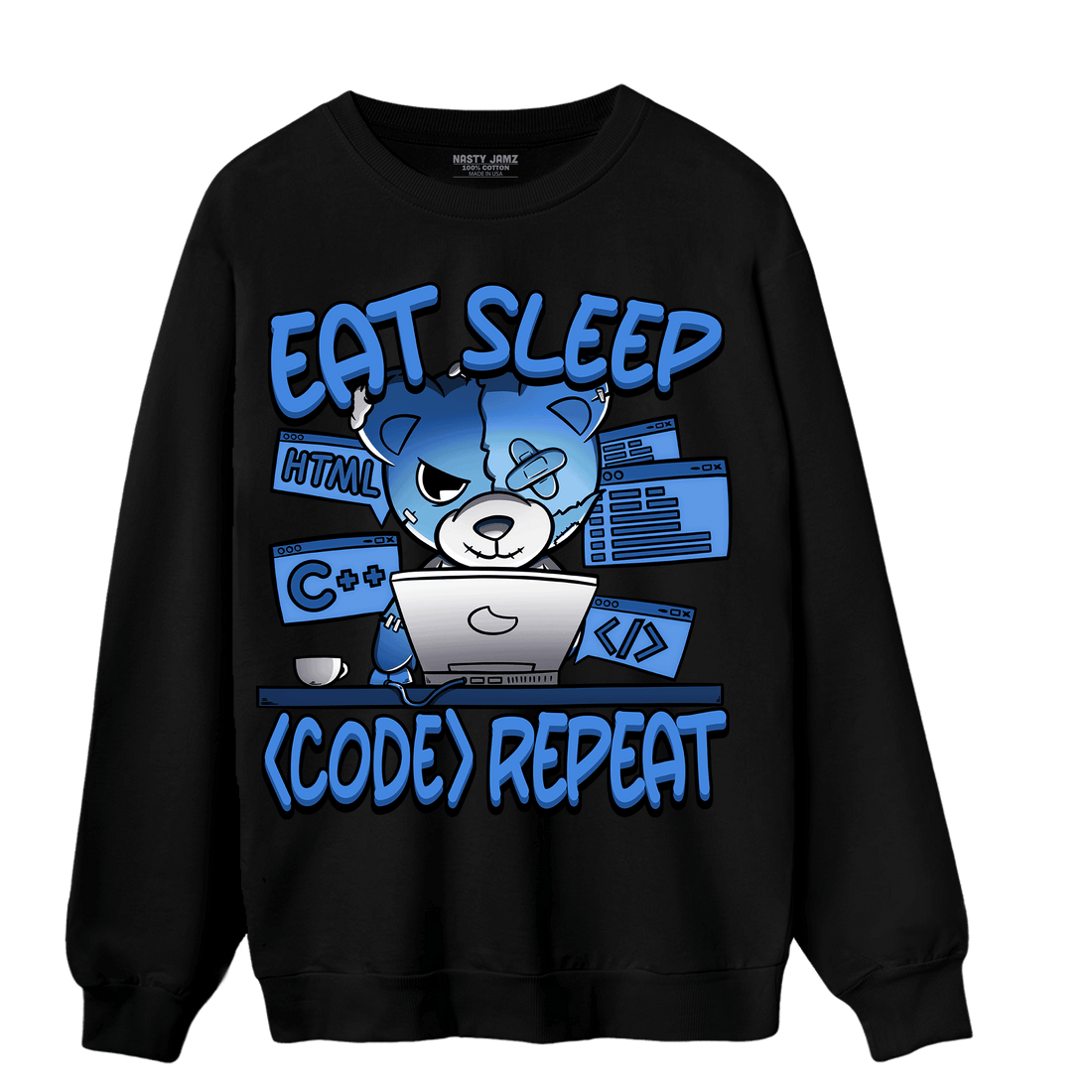 University Blue Toe 1s Sweatshirt Match Eat Sleep Code BER - NastyJamz