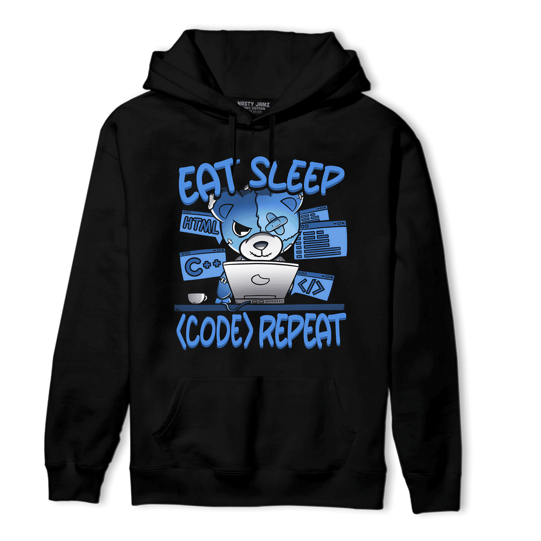 University Blue Toe 1s Hoodie Match Eat Sleep Code BER - NastyJamz