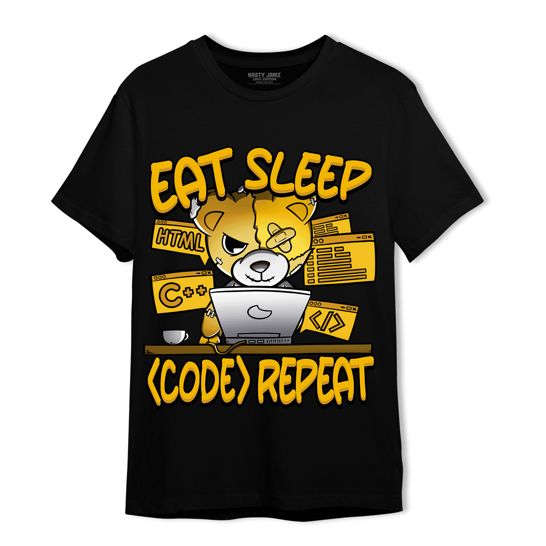 Yellow Ochre 1s T Shirt Match Eat Sleep Code BER - NastyJamz